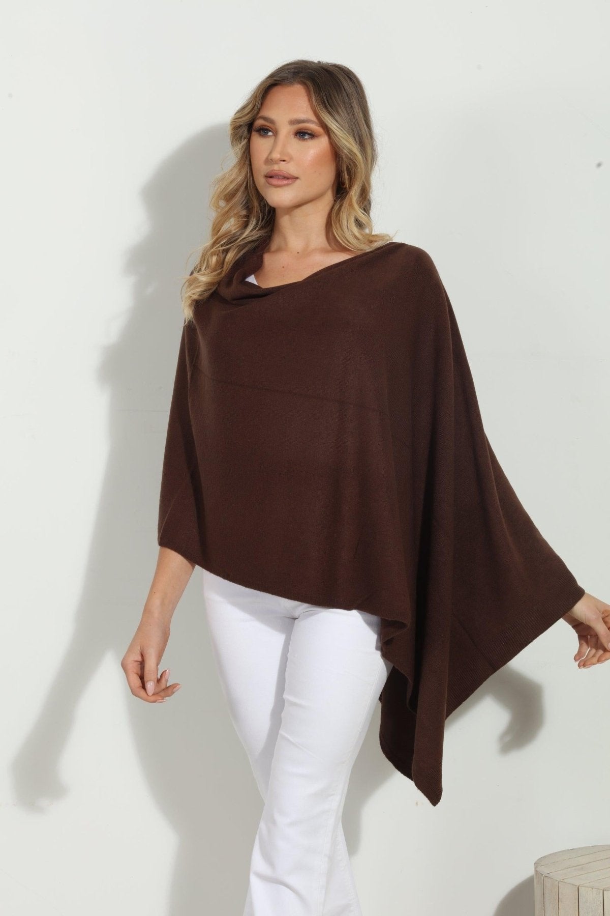 Chocolate Throw-On Poncho -NEW COLOR