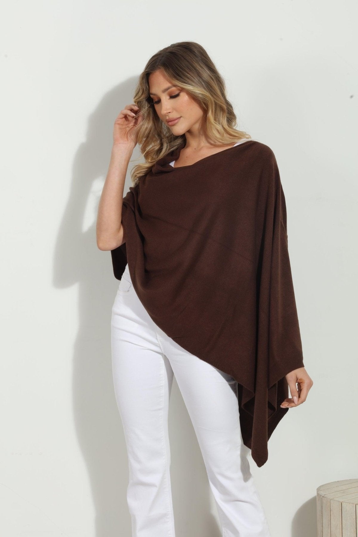 Chocolate Throw-On Poncho -NEW COLOR