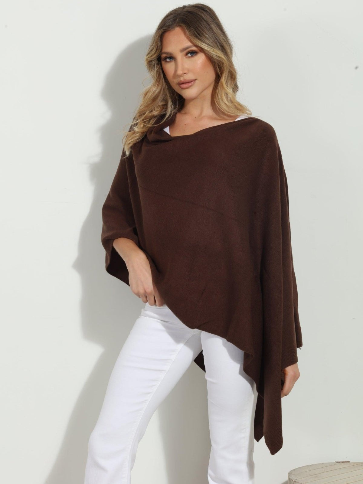 Chocolate Throw-On Poncho -NEW COLOR