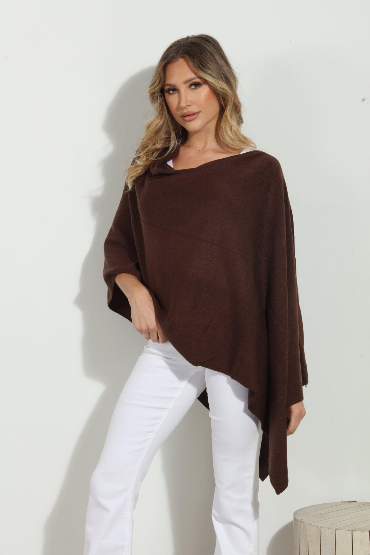 Chocolate Throw-On Poncho -NEW COLOR