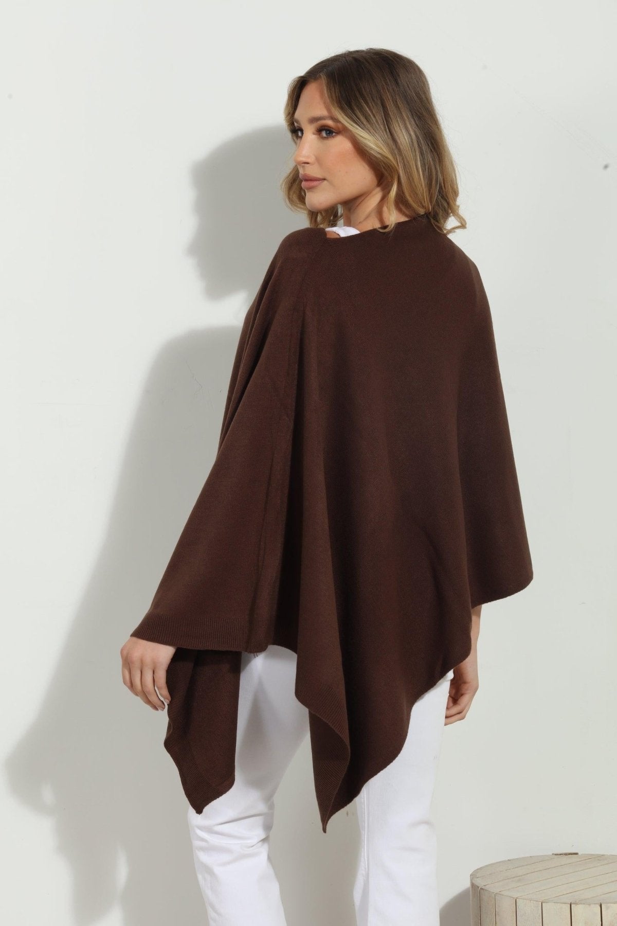 Chocolate Throw-On Poncho -NEW COLOR