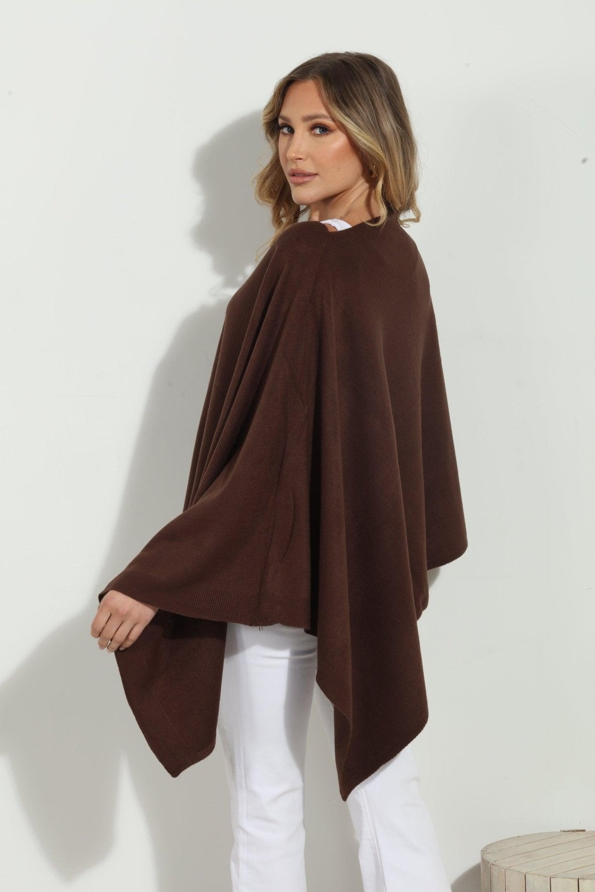 Chocolate Throw-On Poncho -NEW COLOR
