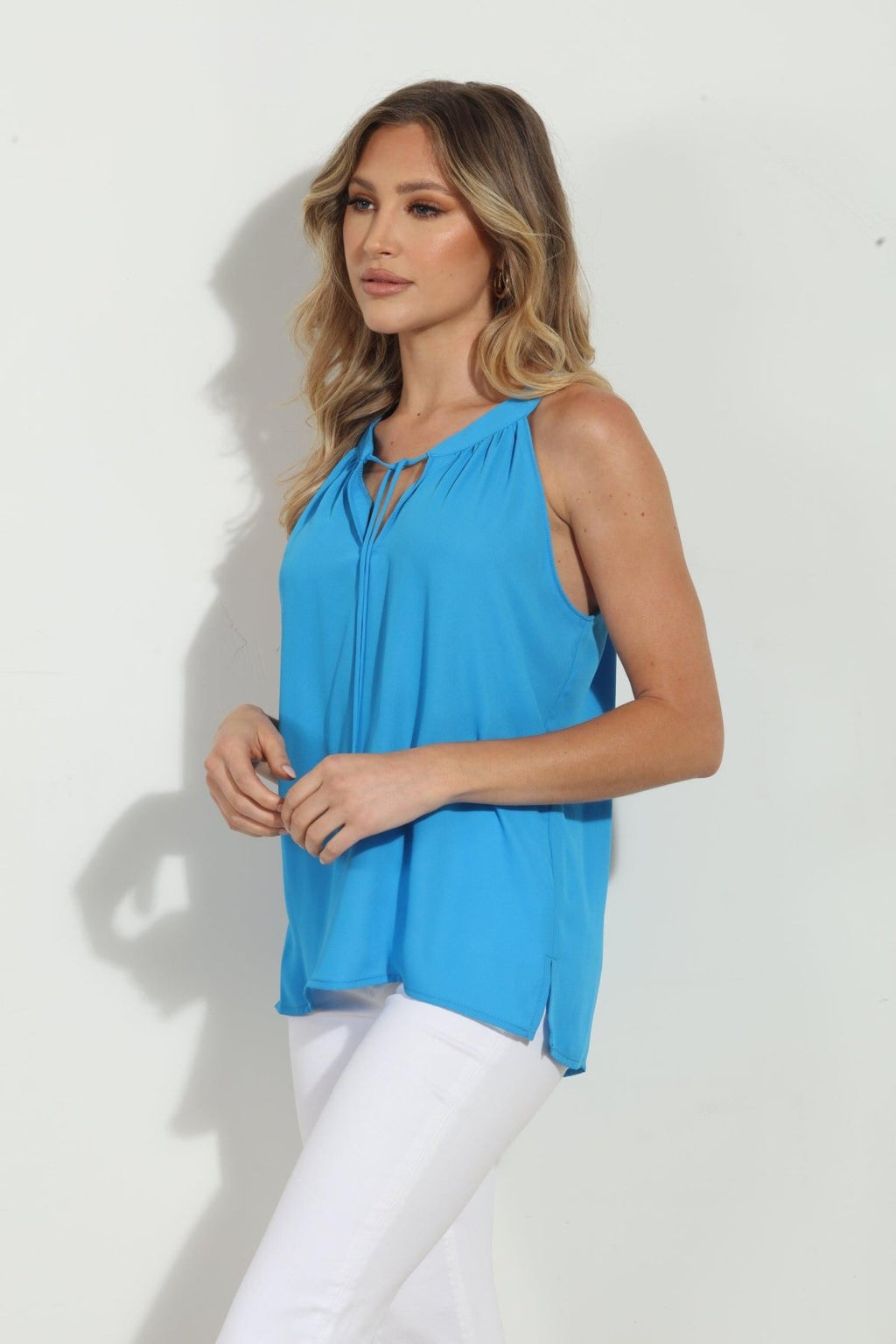Azure Split Neck Halter Top-FINAL SALE