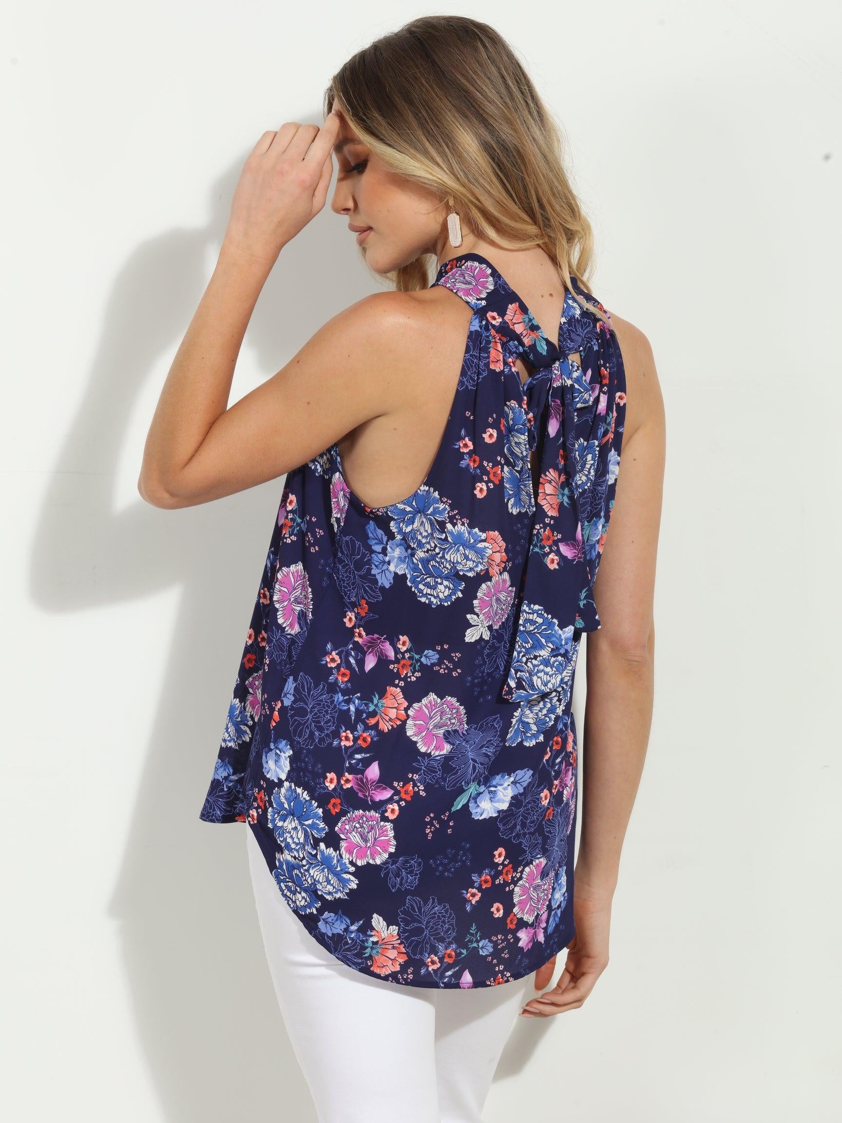 Jerica Twist Halter Sleeveless Blouse-FINAL SALE