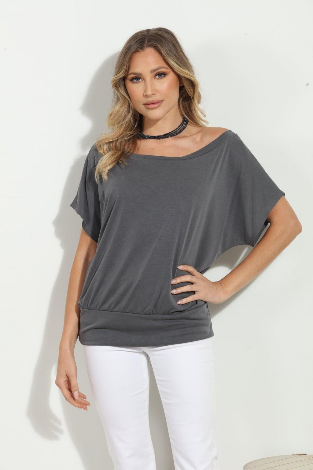 Charcoal Cupro OTS Top- FINAL SALE