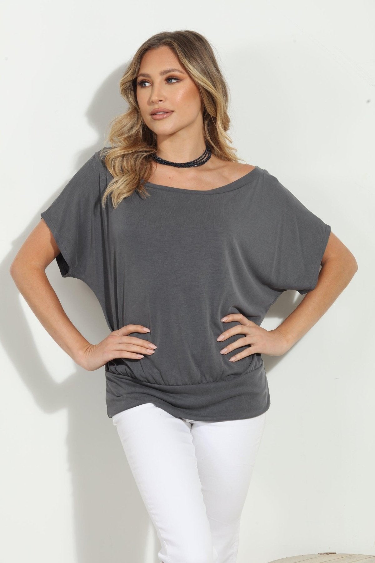 Charcoal Cupro OTS Top- FINAL SALE