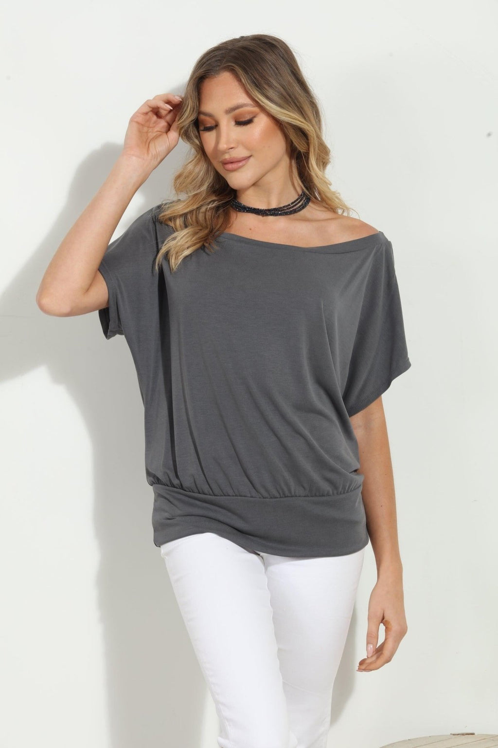 Charcoal Cupro OTS Top- FINAL SALE