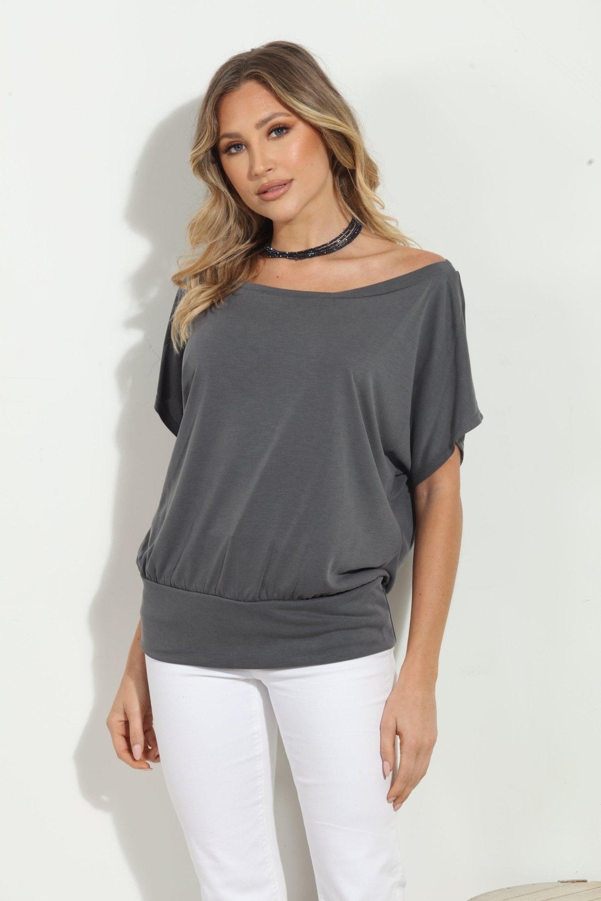 Charcoal Cupro OTS Top- FINAL SALE