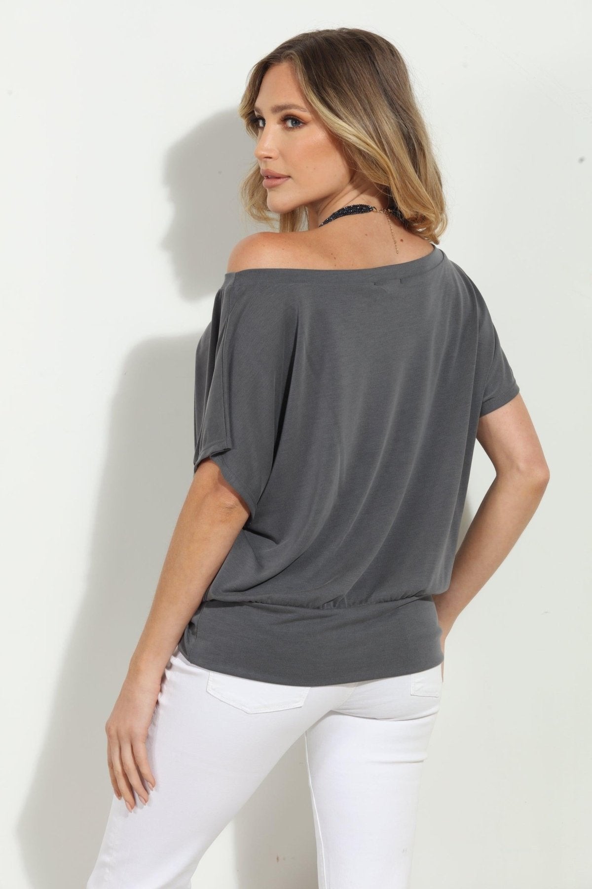 Charcoal Cupro OTS Top- FINAL SALE