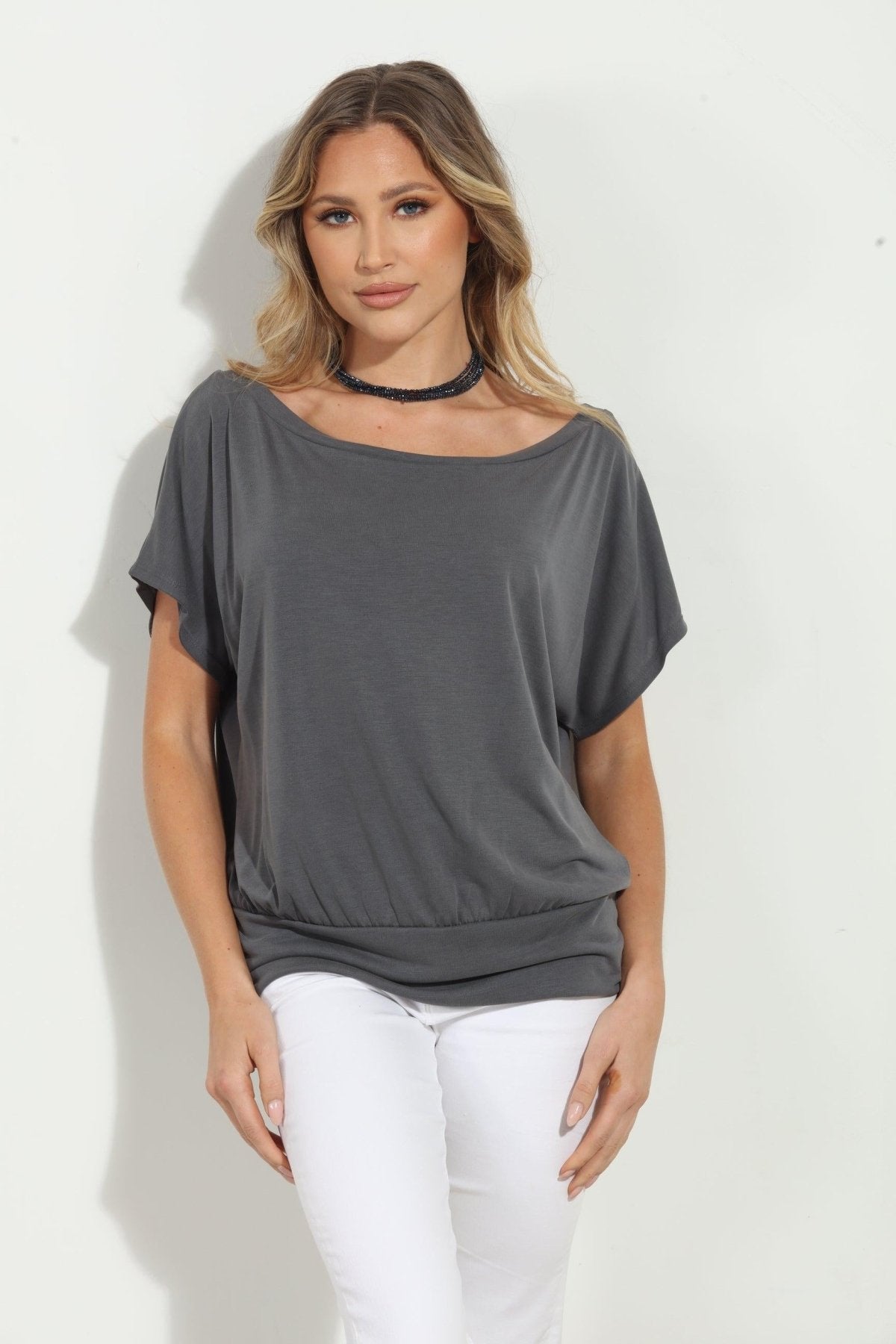 Charcoal Cupro OTS Top- FINAL SALE