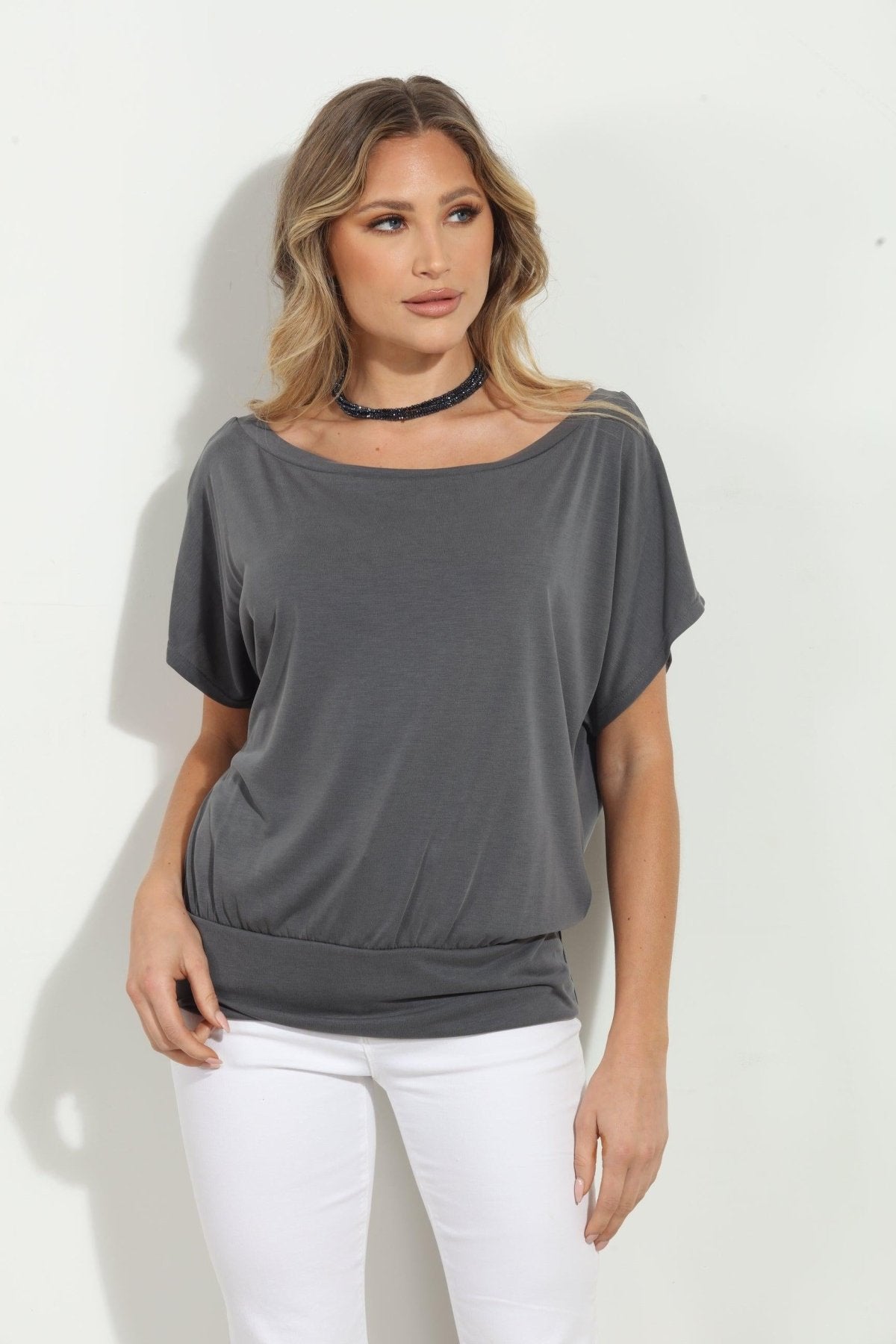 Charcoal Cupro OTS Top- FINAL SALE