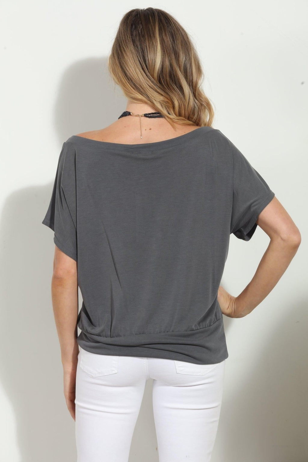 Charcoal Cupro OTS Top- FINAL SALE