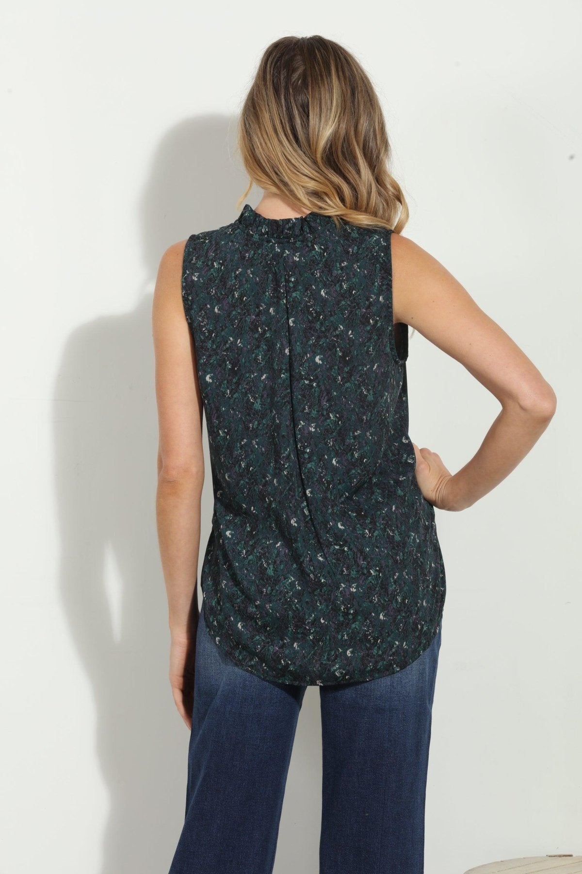 Travis Pleated Neck Sleeveless Blouse-FINAL SALE