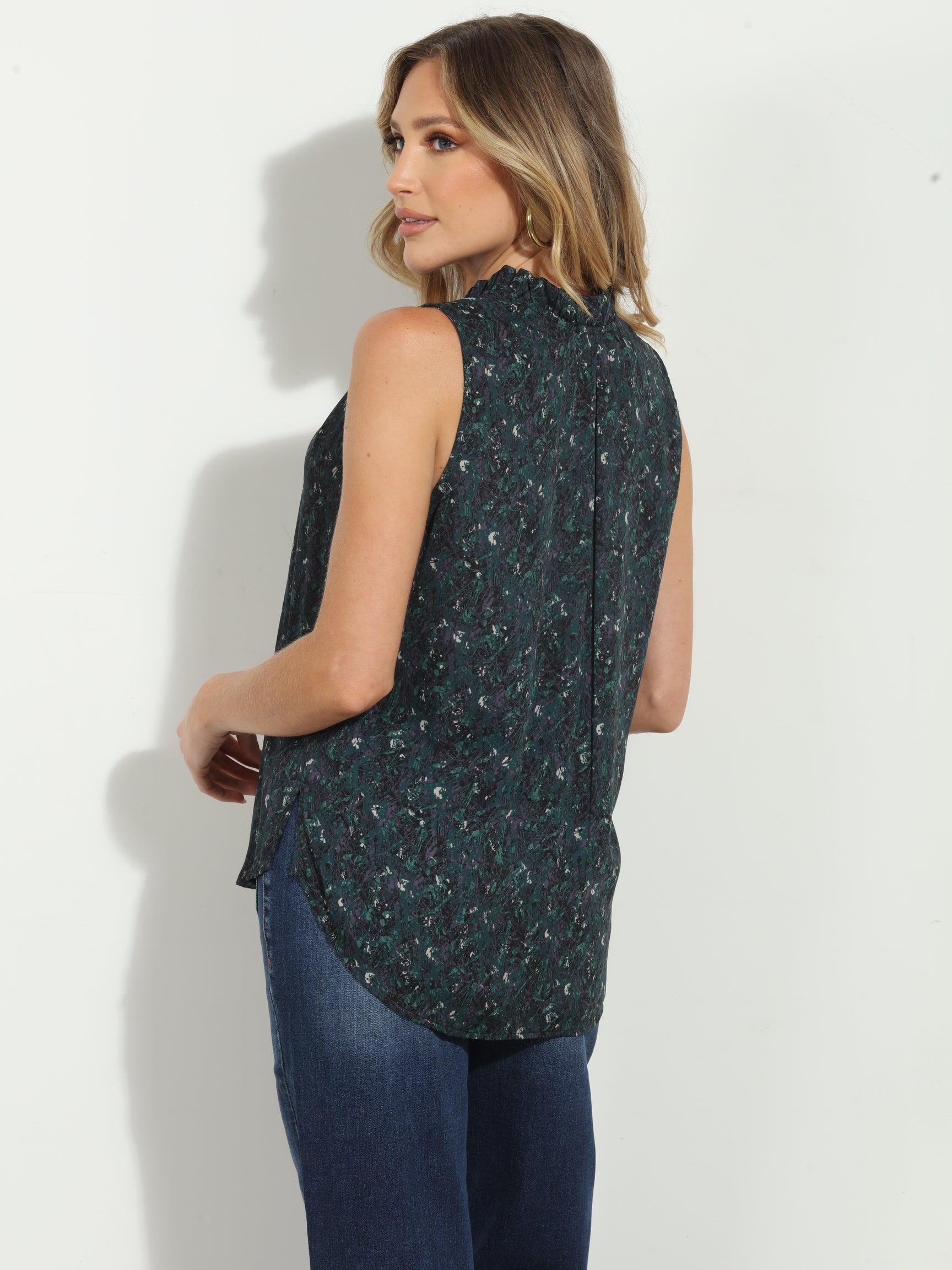Travis Pleated Neck Sleeveless Blouse-FINAL SALE