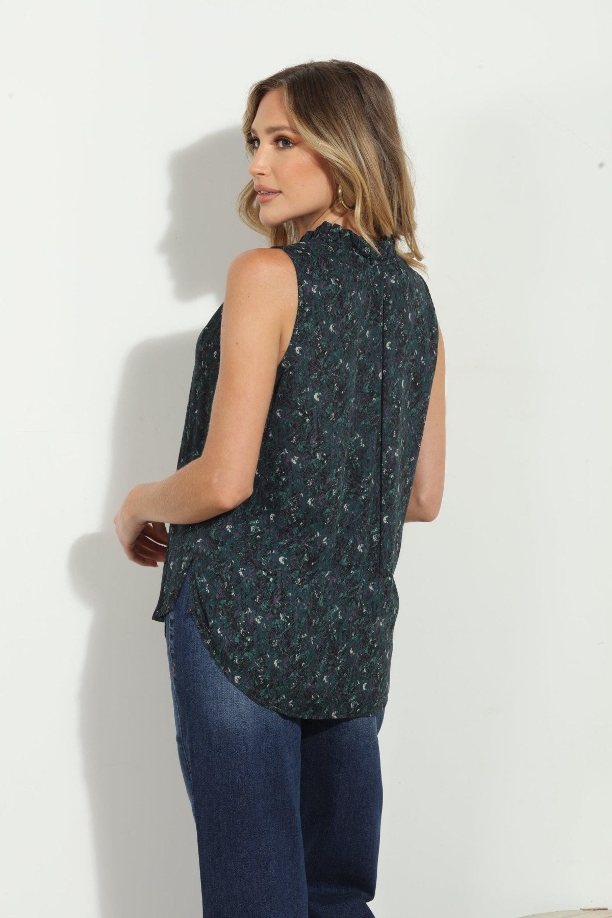 Travis Pleated Neck Sleeveless Blouse-FINAL SALE