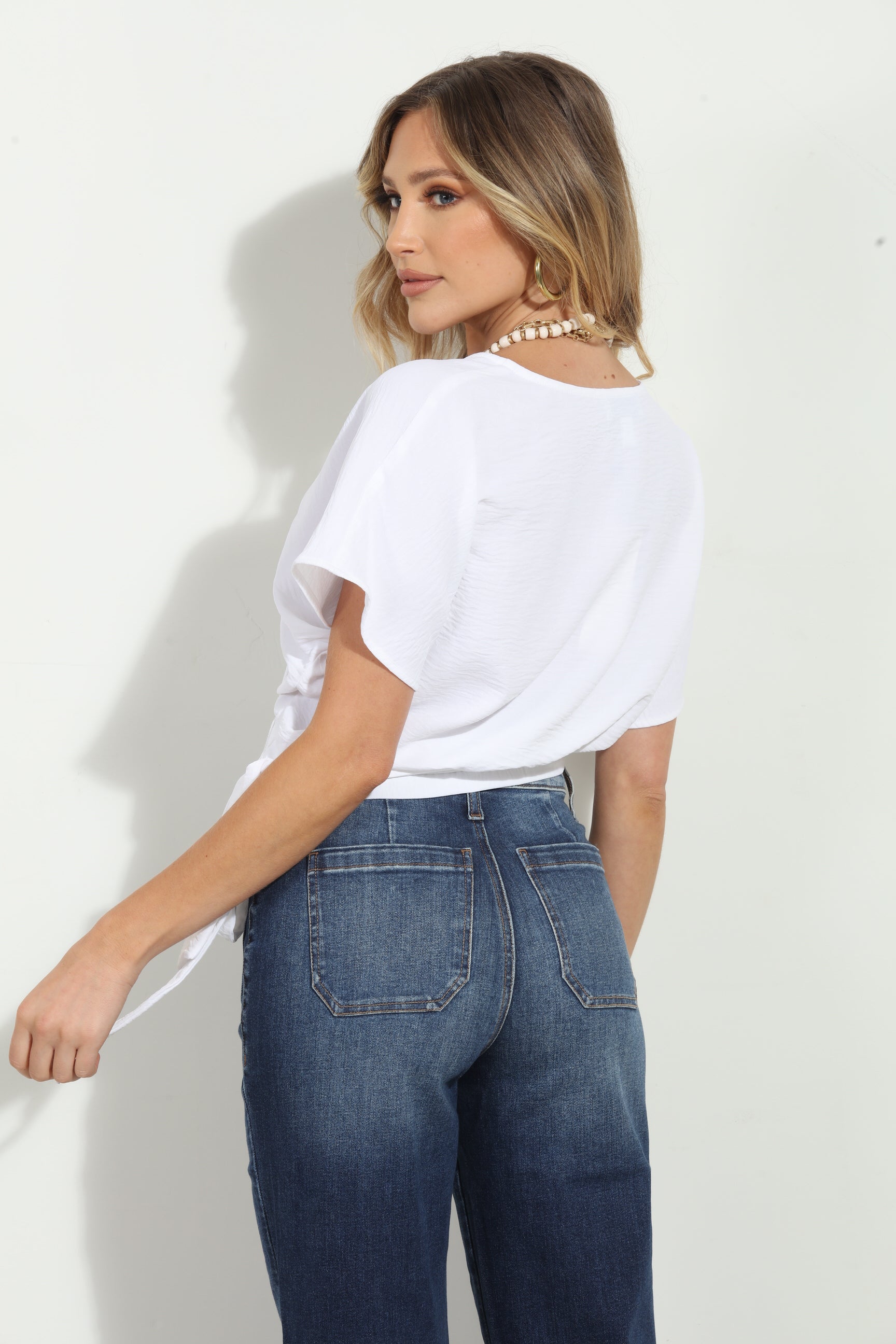 White Mom Cropped Wrap Top-FINAL SALEs