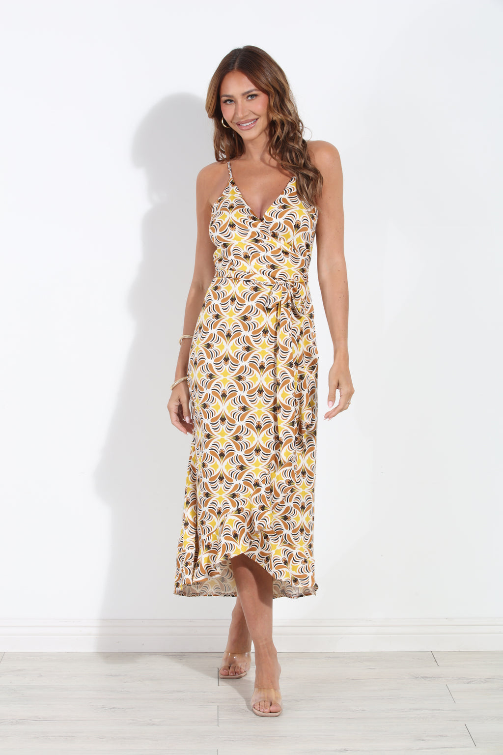 Marlowe Spaghetti Wrap Midi Dress-BEST SELLER