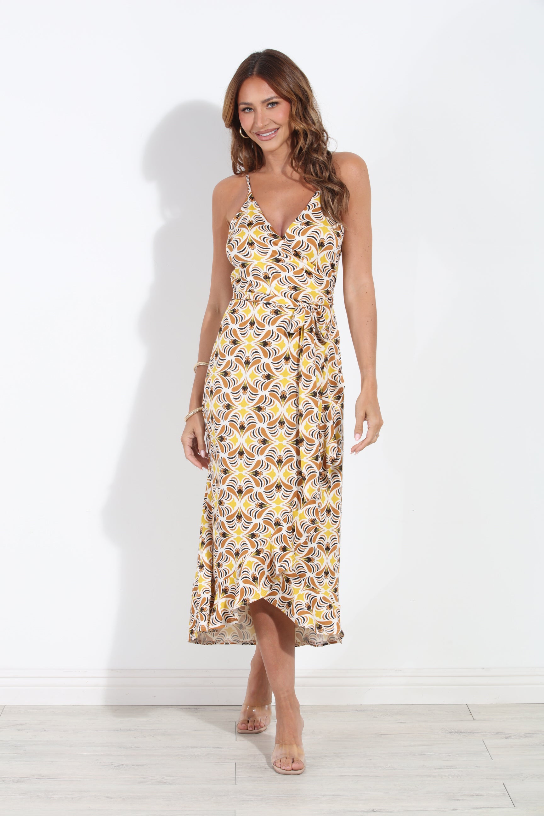 Marlowe Spaghetti Wrap Midi Dress-BEST SELLER