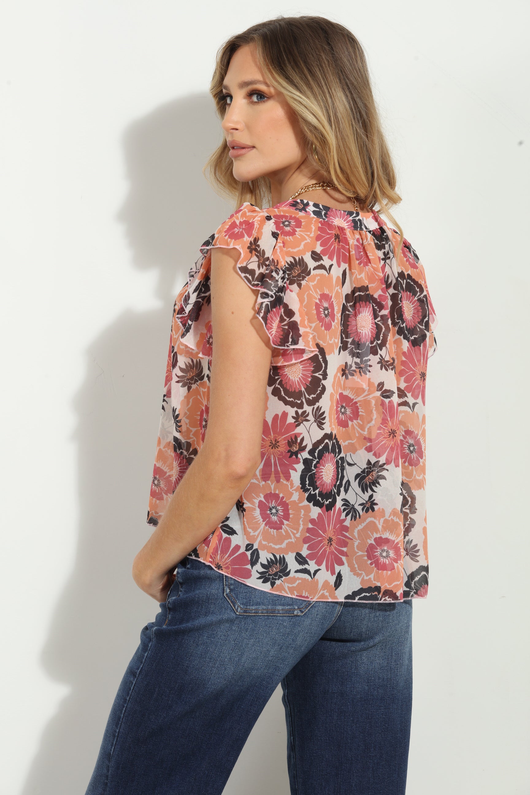 Lucy Chiffon Split Neck Top-FINAL SALE