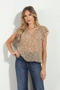 Carol Chiffon Split Neck Top- FINAL SALE