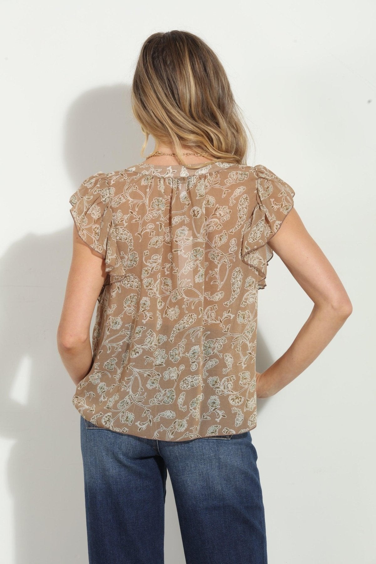 Carol Chiffon Split Neck Top- FINAL SALE