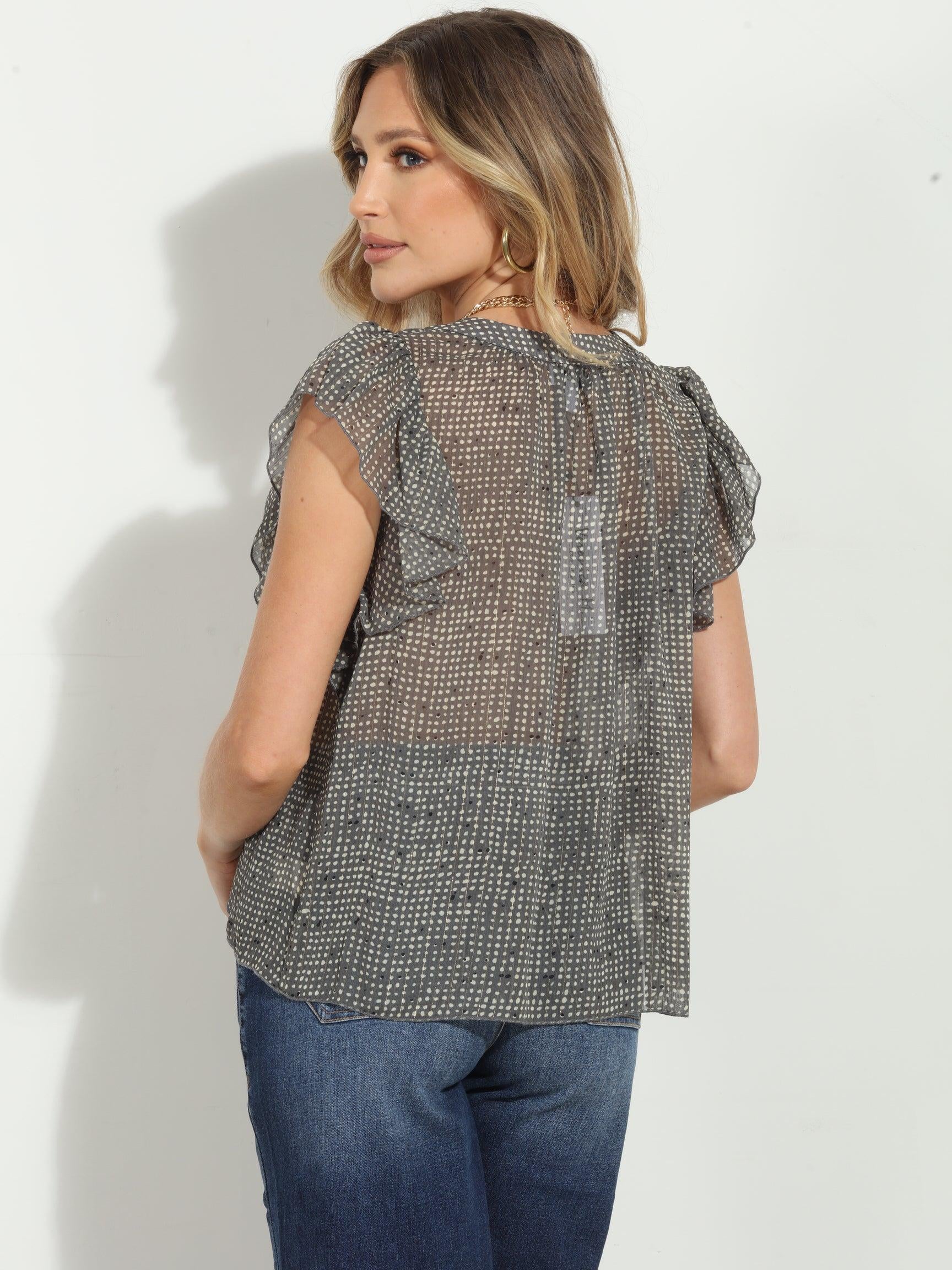 Dayna Chiffon Split Neck Top-FINAL SALE