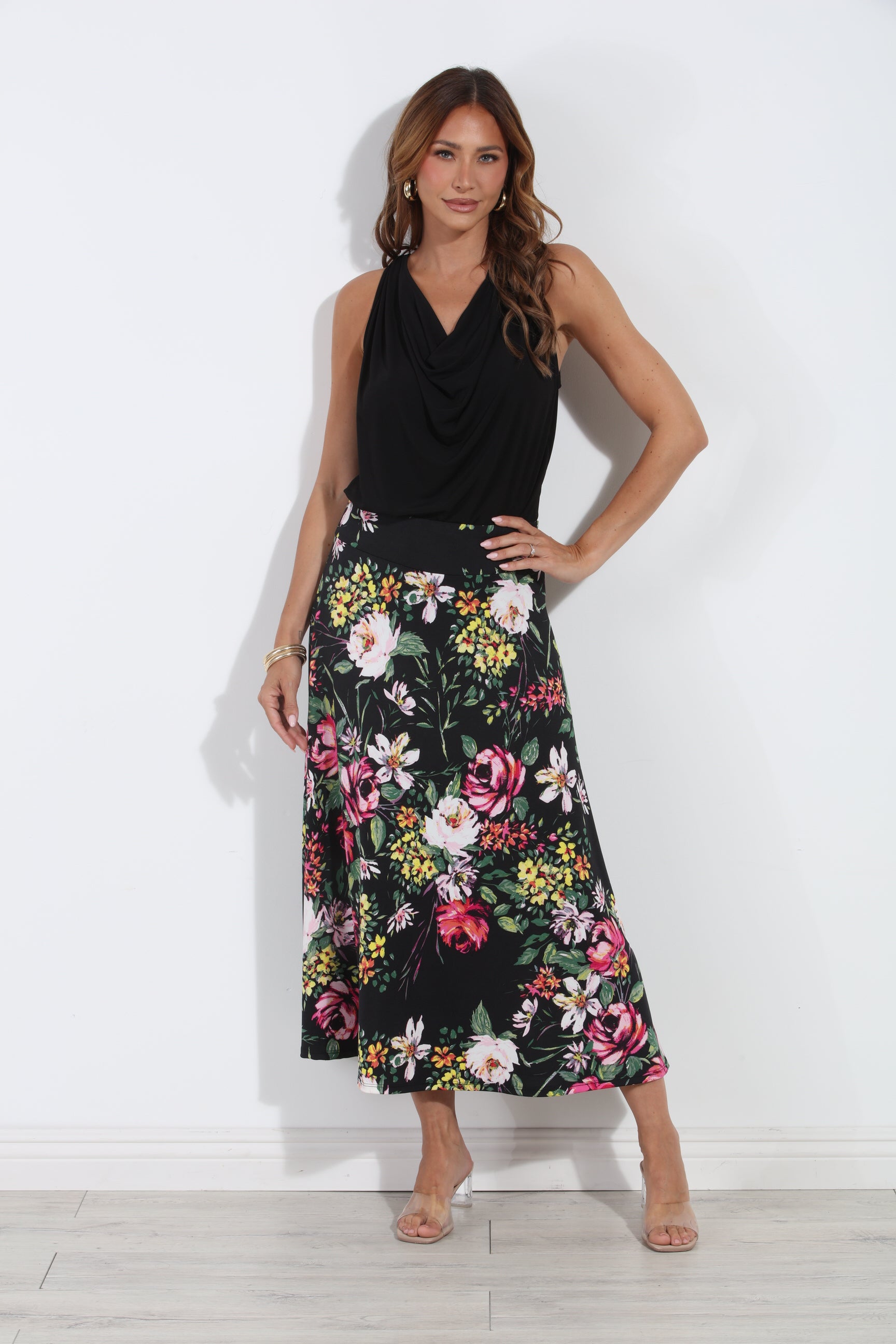 Catalina Striped Stretch Midi Skirt-BEST SELLER