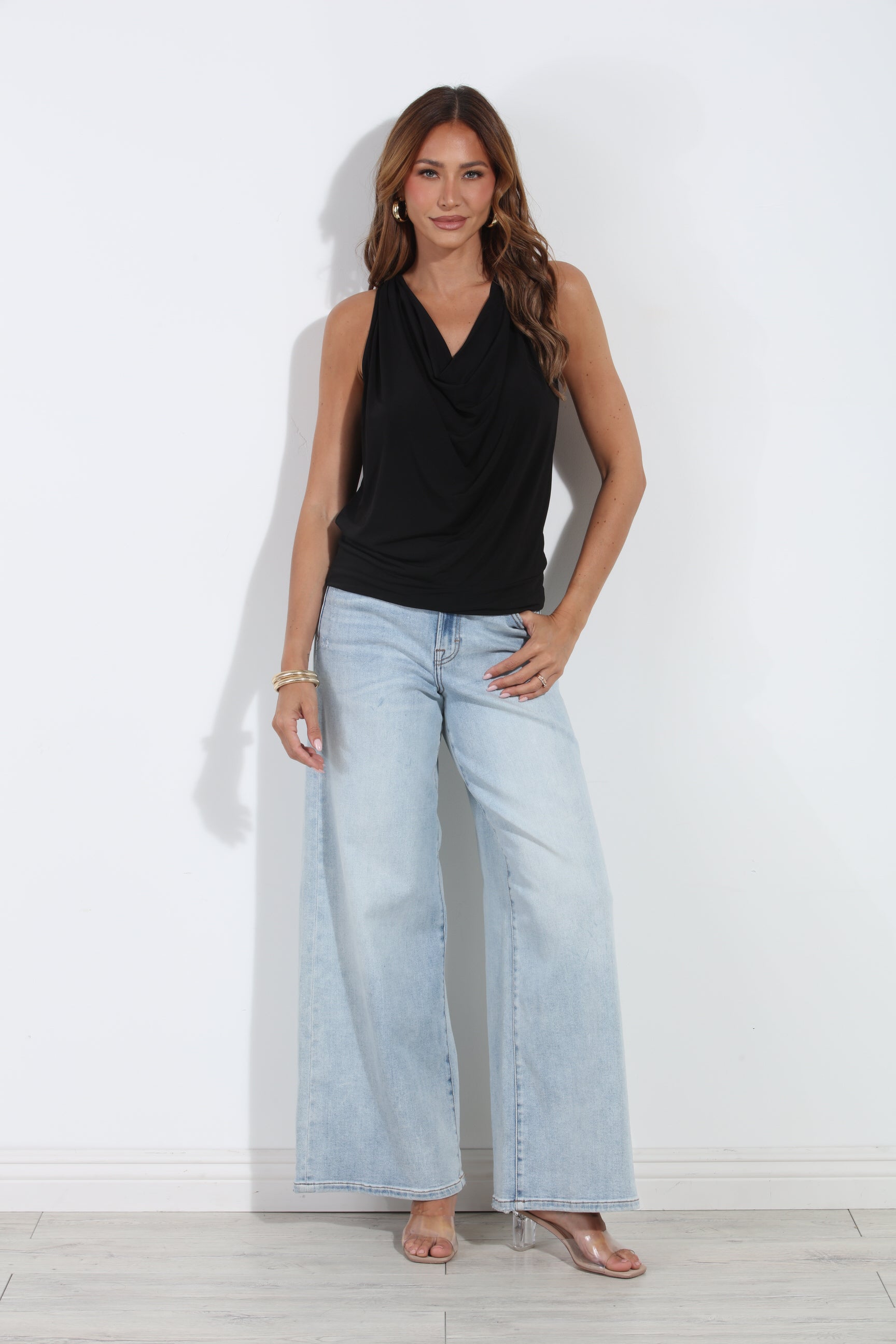 Black Draped Halter Top