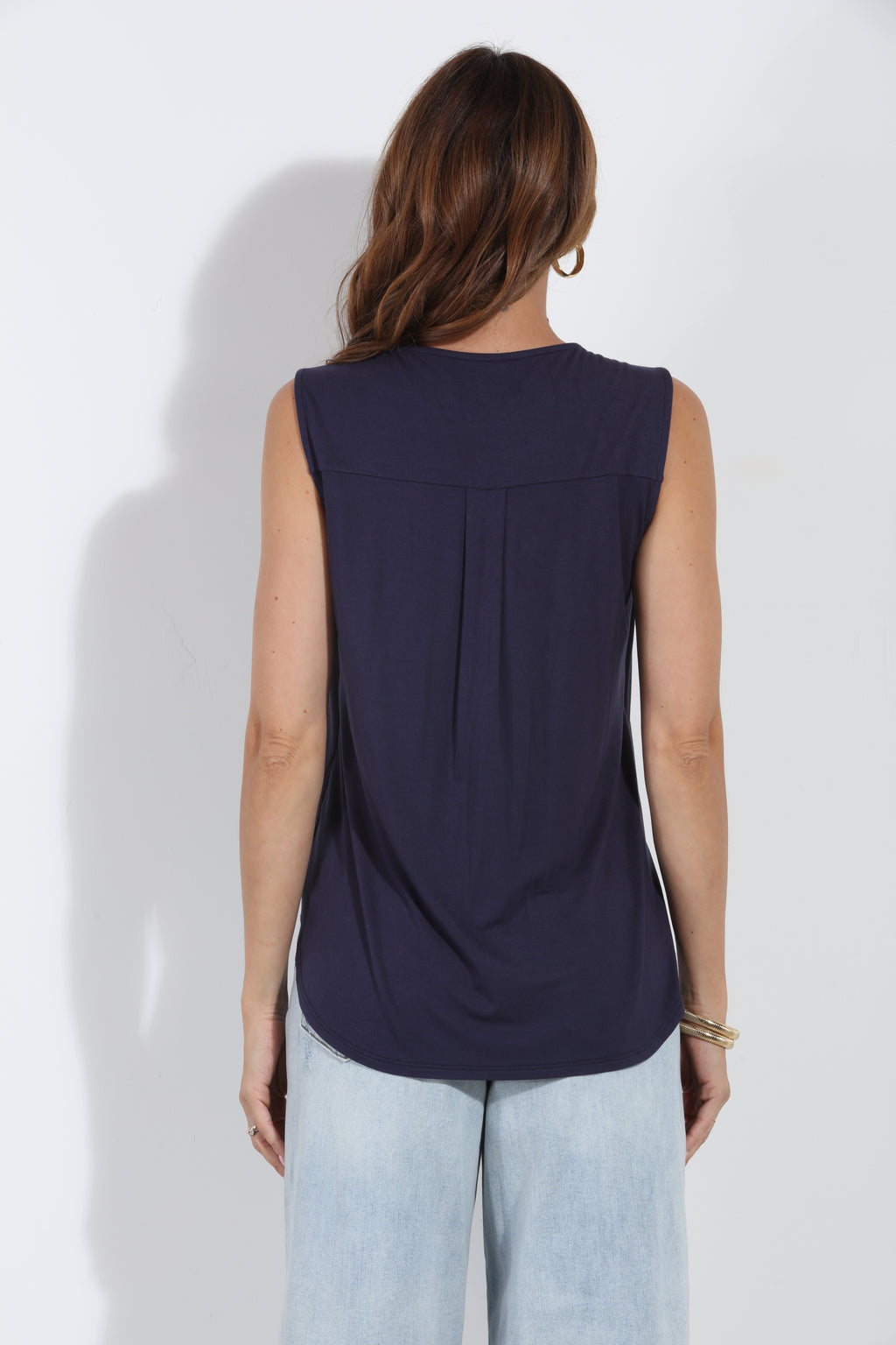 The Everyday Cupro Surplice Tank - Navy