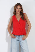The Everyday Cupro Surplice Top - Really Red