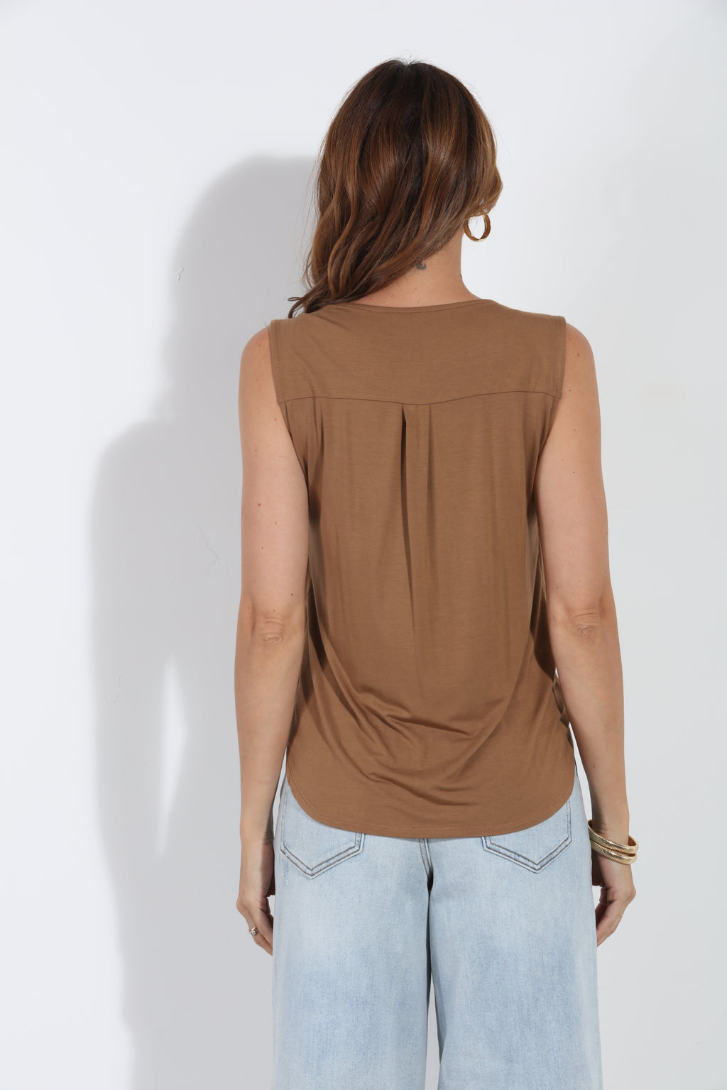 The Everyday Cupro Surplice Top - Camel