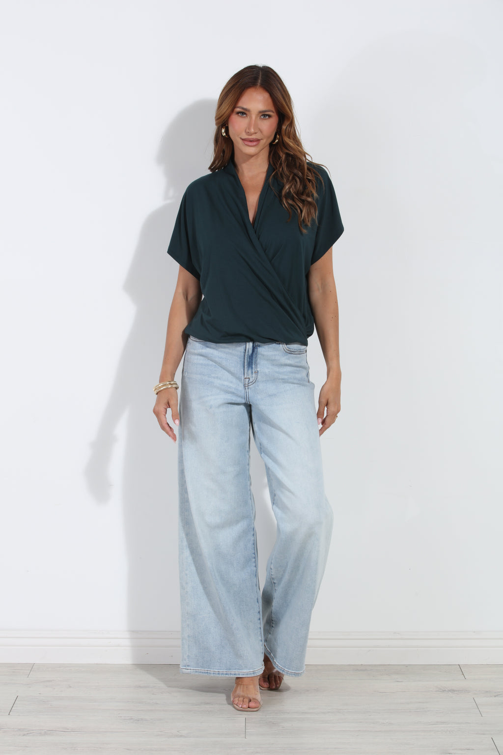 Emerald Cupro Surplice Tee-BEST SELLER
