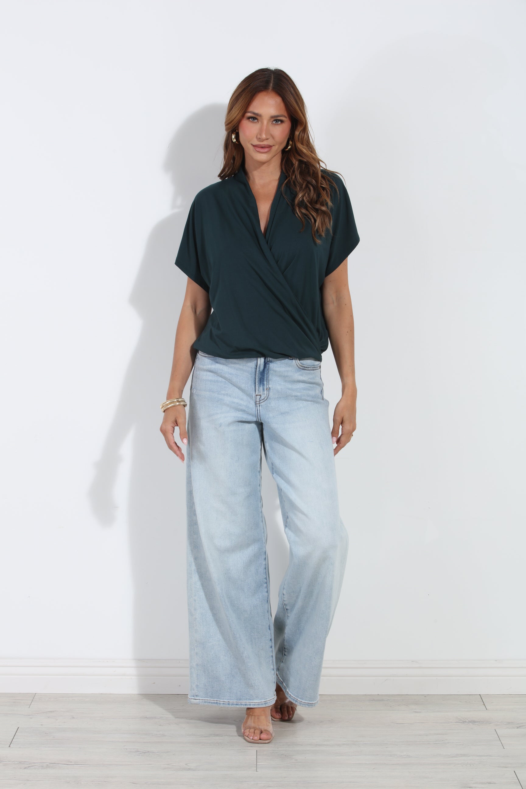 Emerald Cupro Surplice Tee-BEST SELLER
