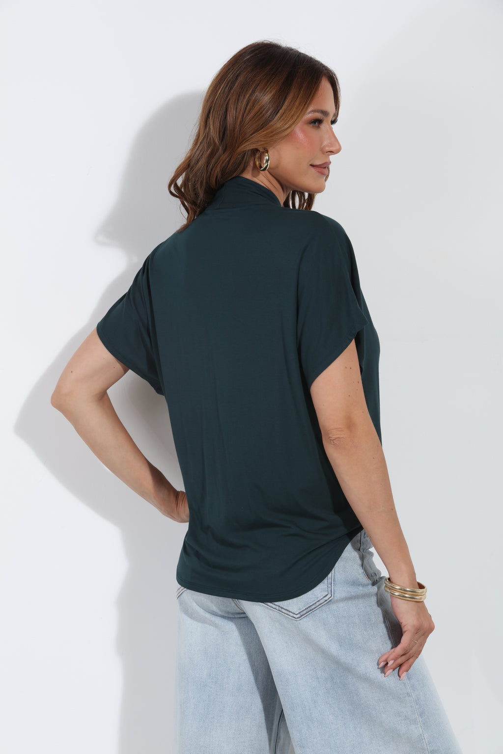 Emerald Cupro Surplice Tee-BEST SELLER