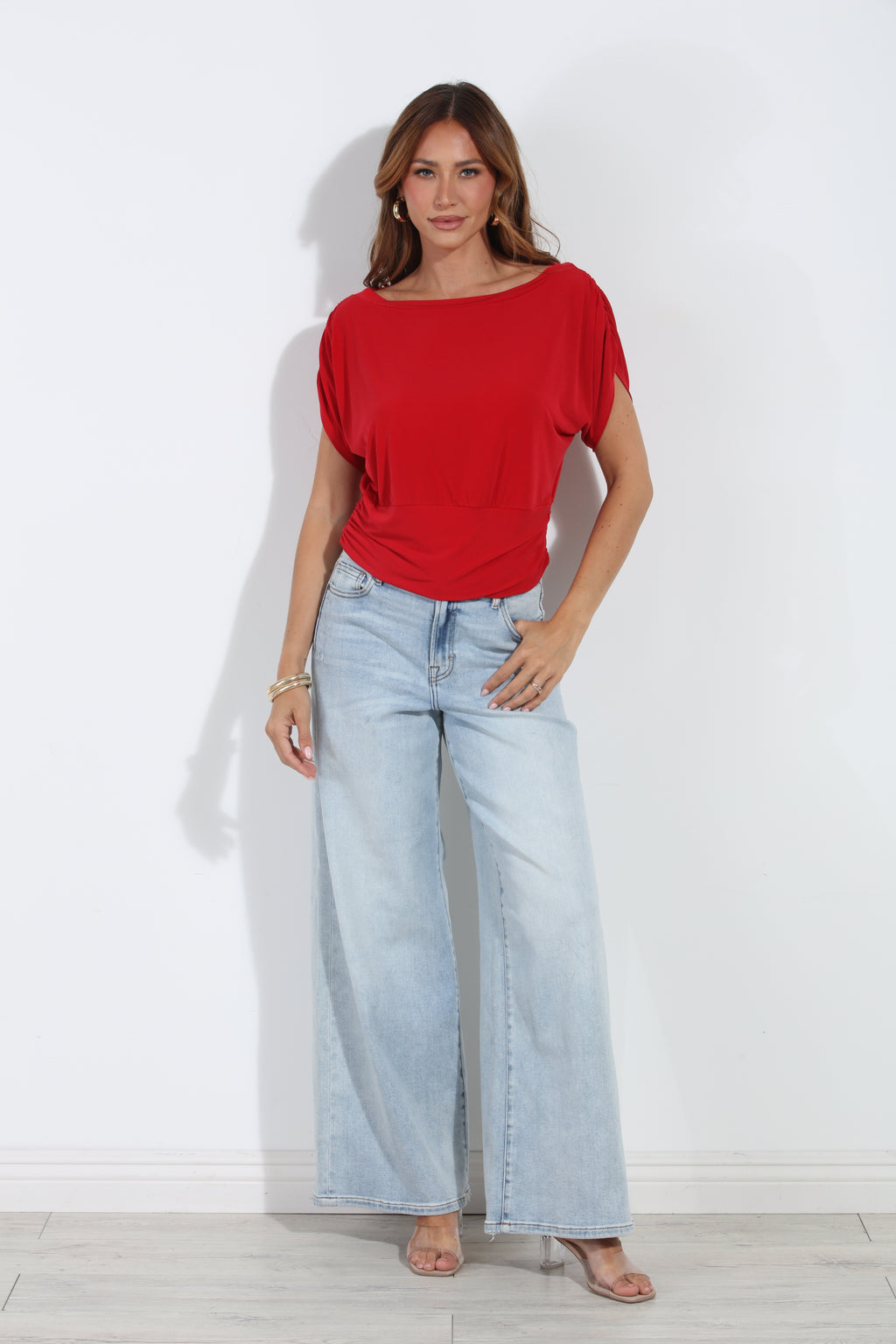 Red Stretch Banded Tee