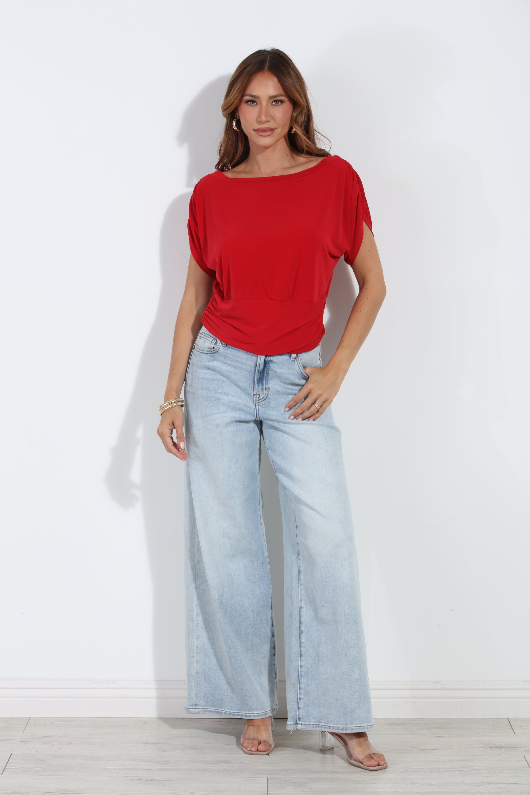 Red Stretch Banded Tee