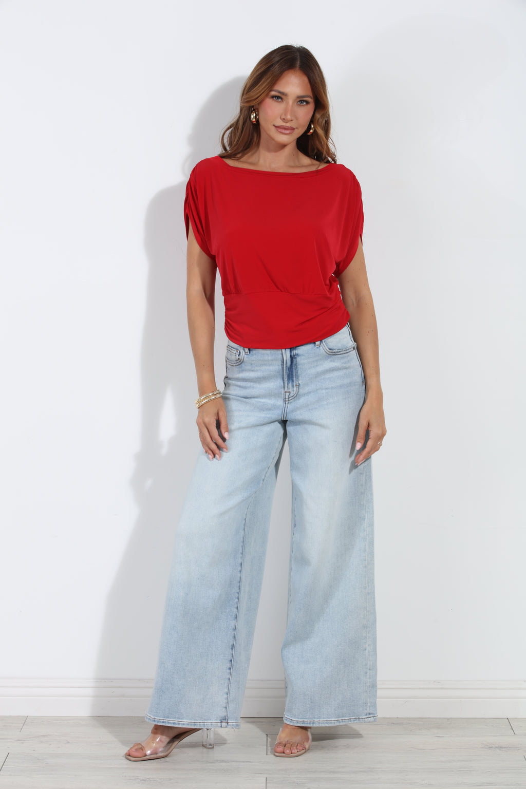 Red Stretch Banded Tee