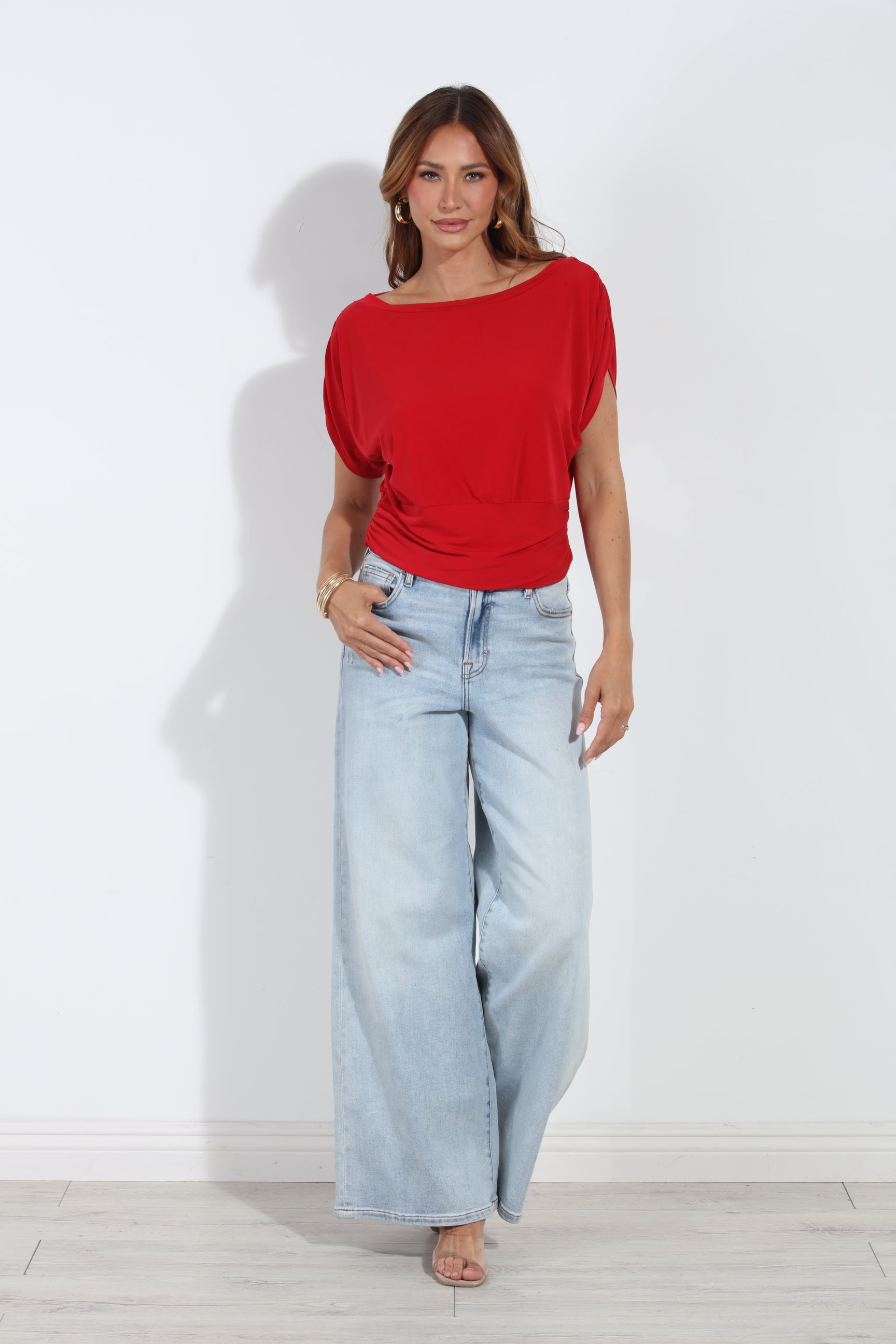 Red Stretch Banded Tee