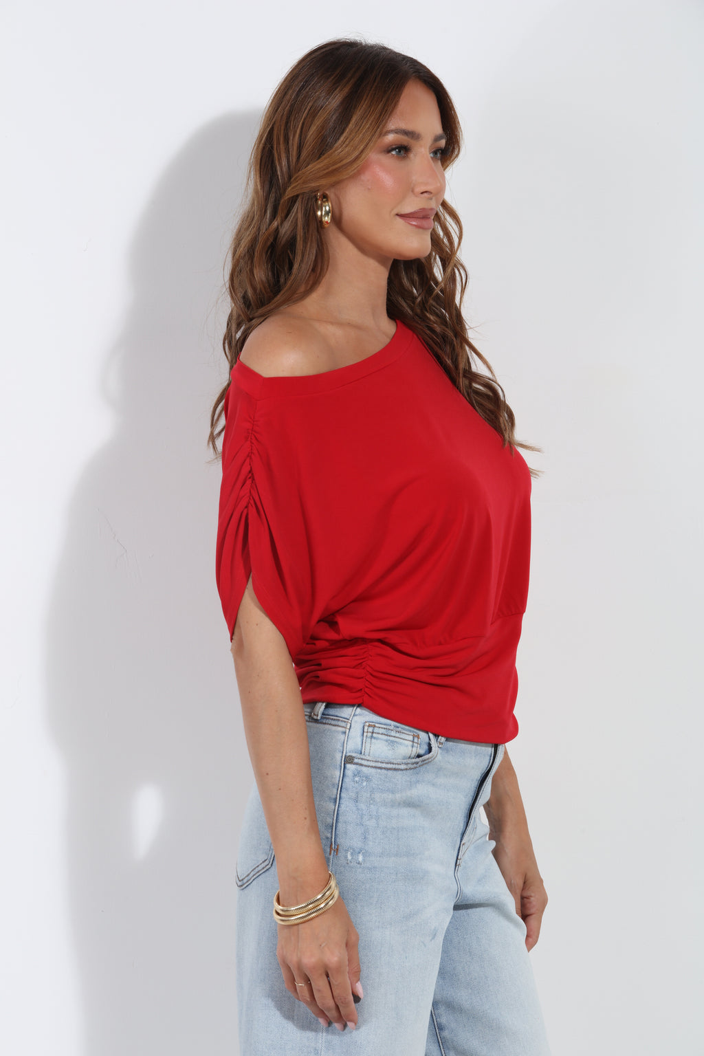 Red Stretch Banded Tee