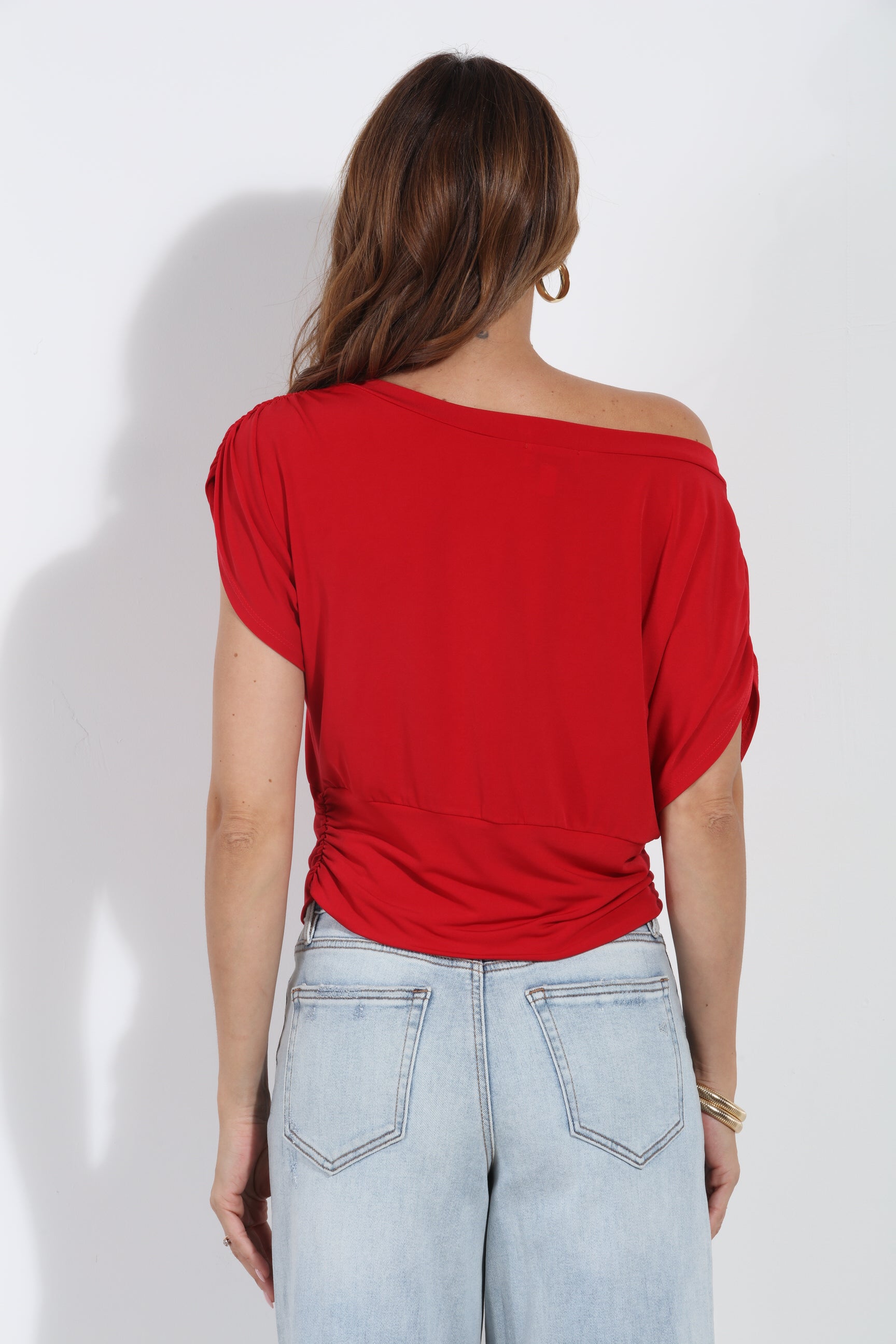 Red Stretch Banded Tee