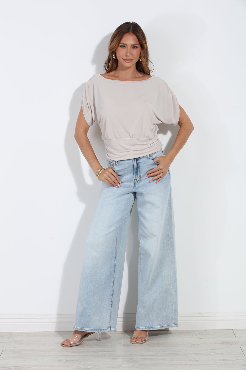 Almond Stretch Banded Tee