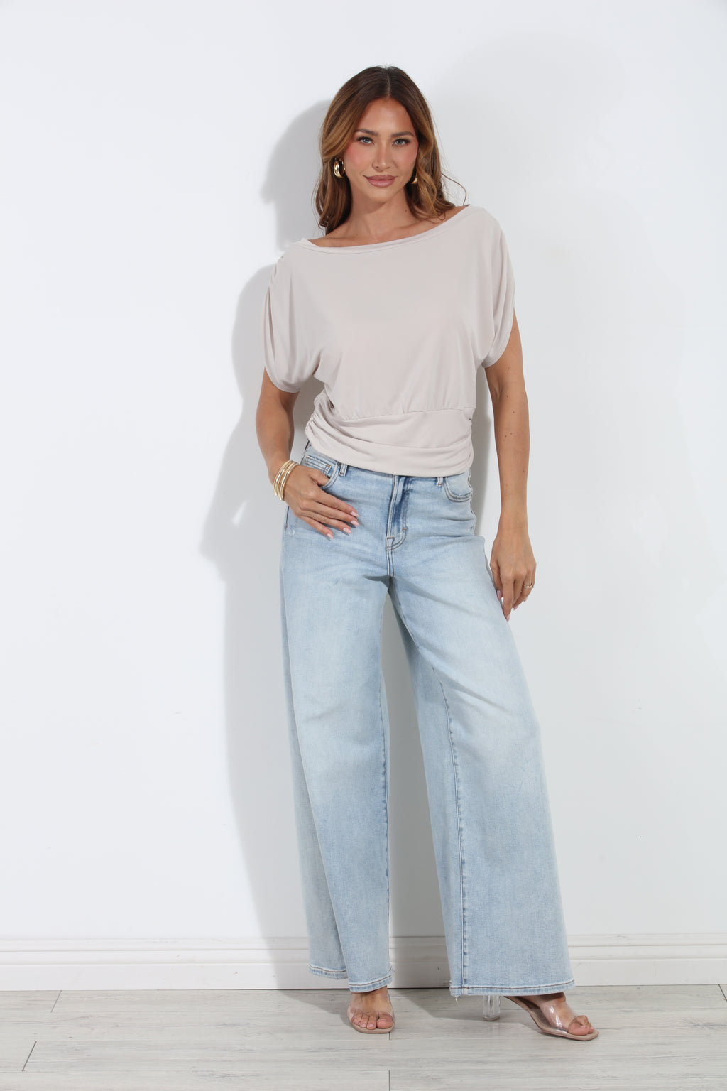 Almond Stretch Banded Tee