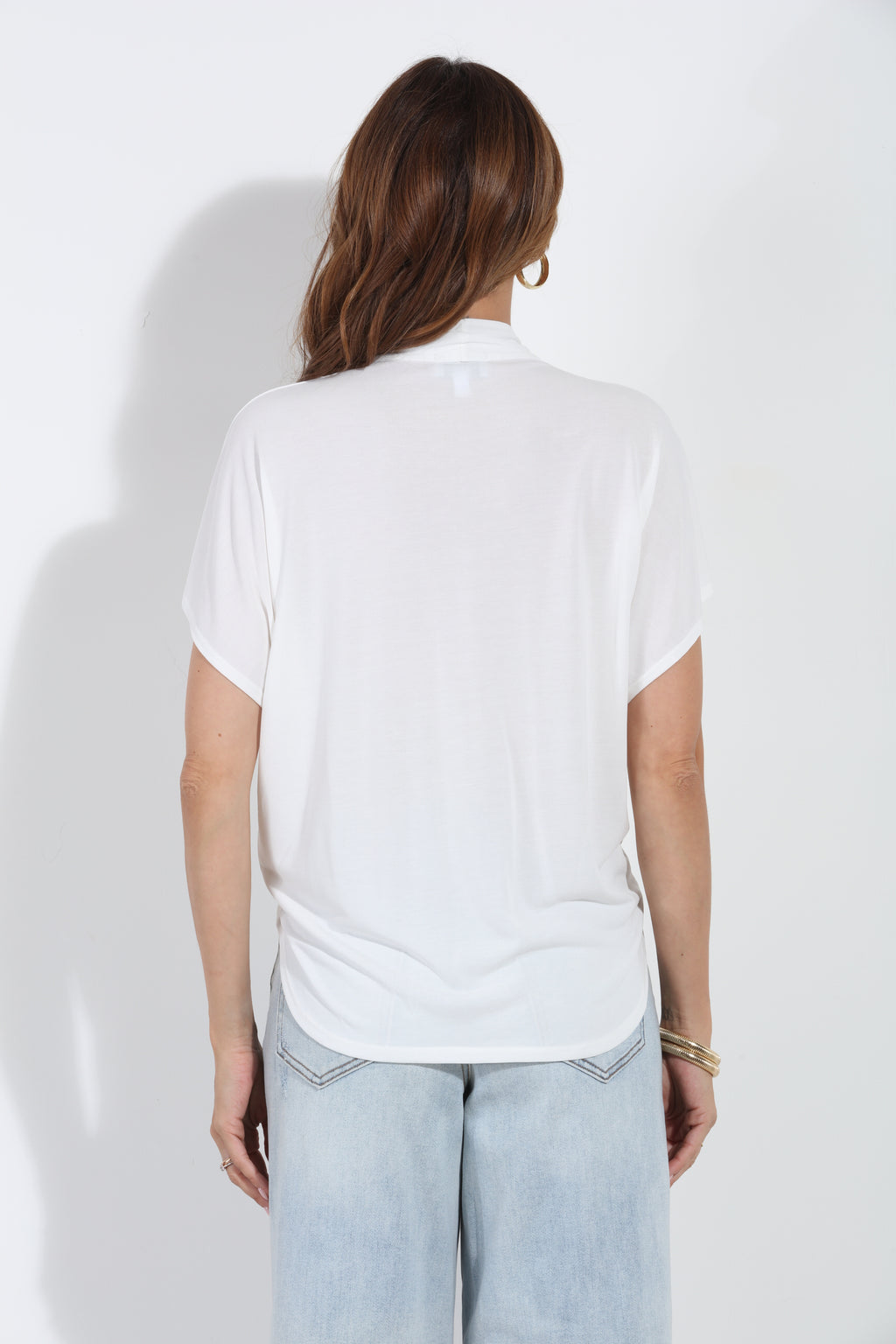 Ivory Cupro Surplice Tee-BEST SELLER