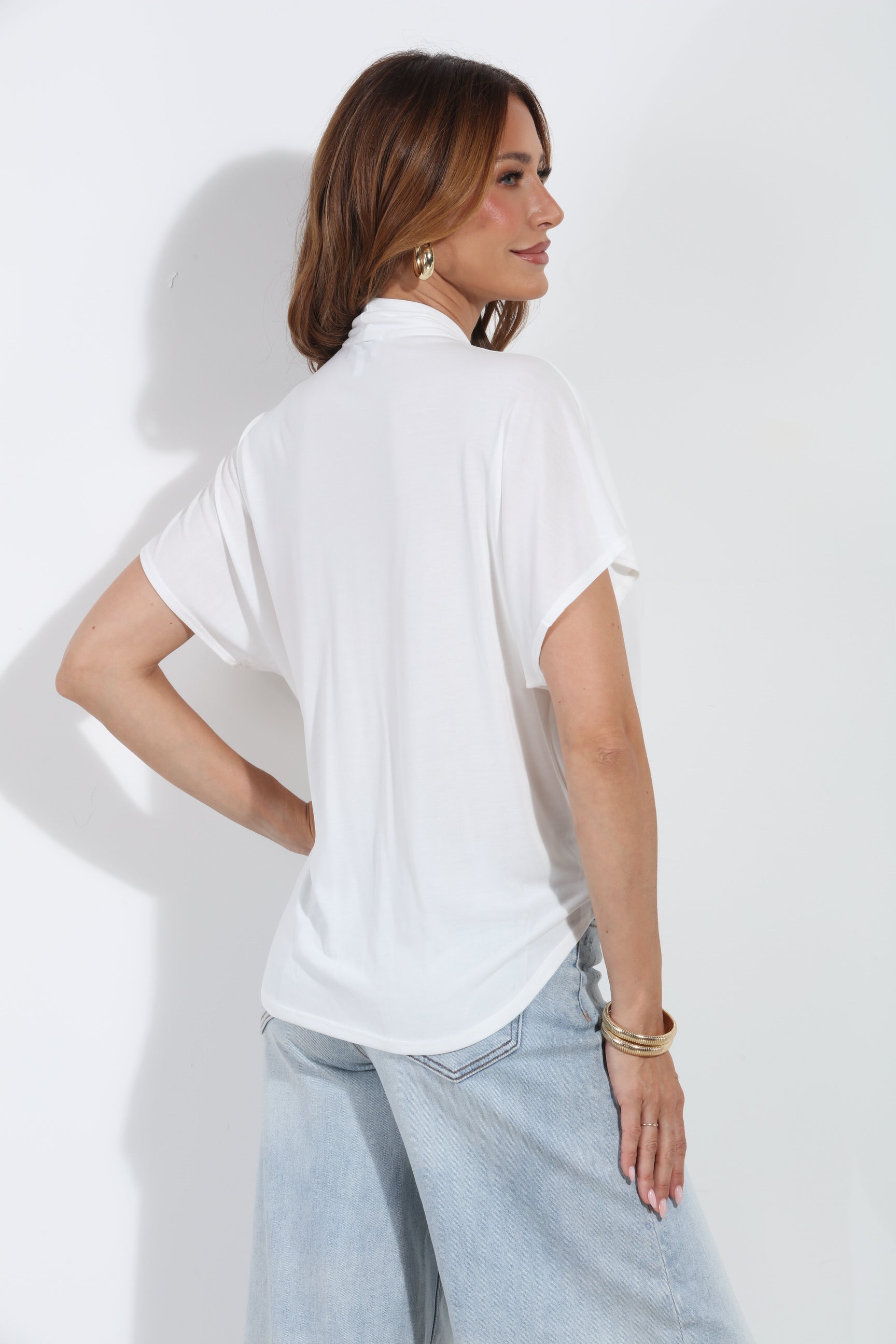 Ivory Cupro Surplice Tee-BEST SELLER