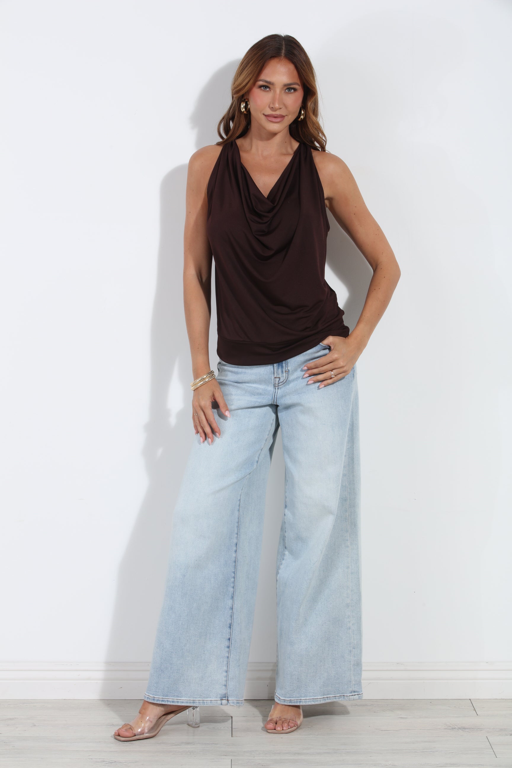 Espresso Draped Halter Top