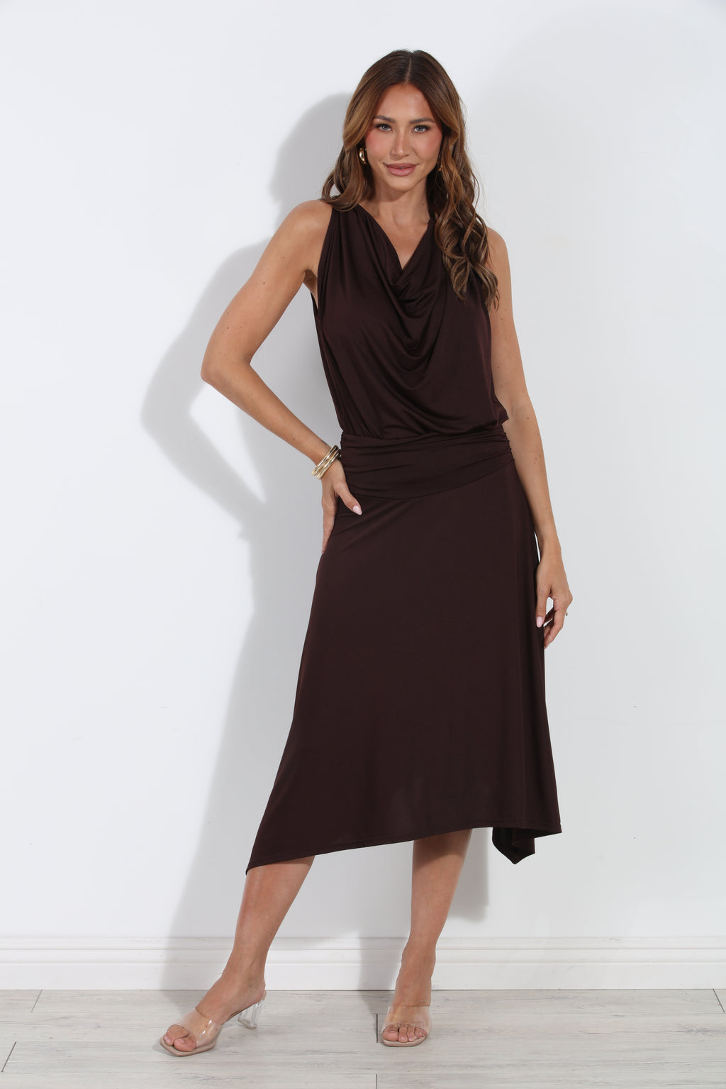 Espresso Bias Cut Midi Skirt