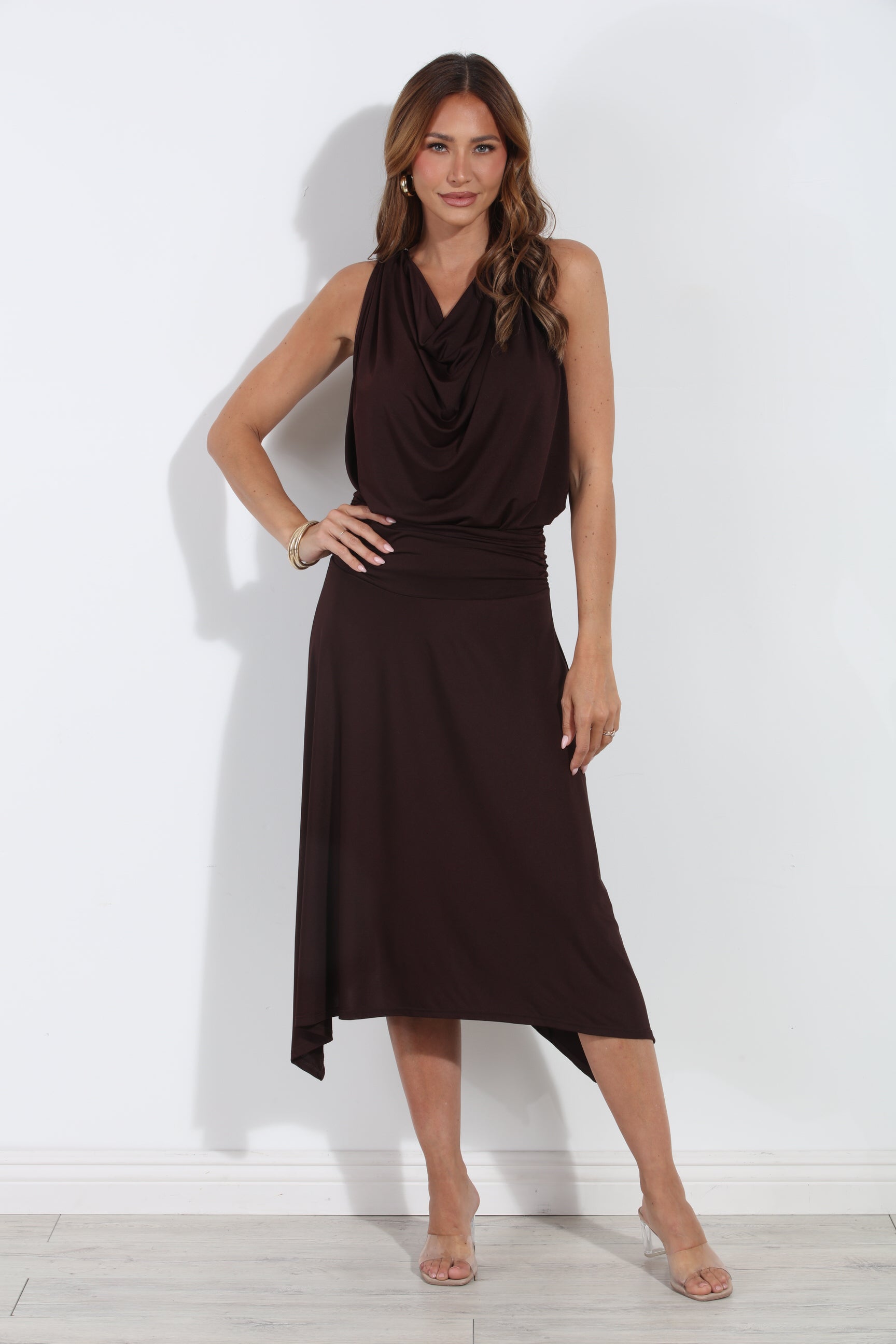 Espresso Bias Cut Midi Skirt