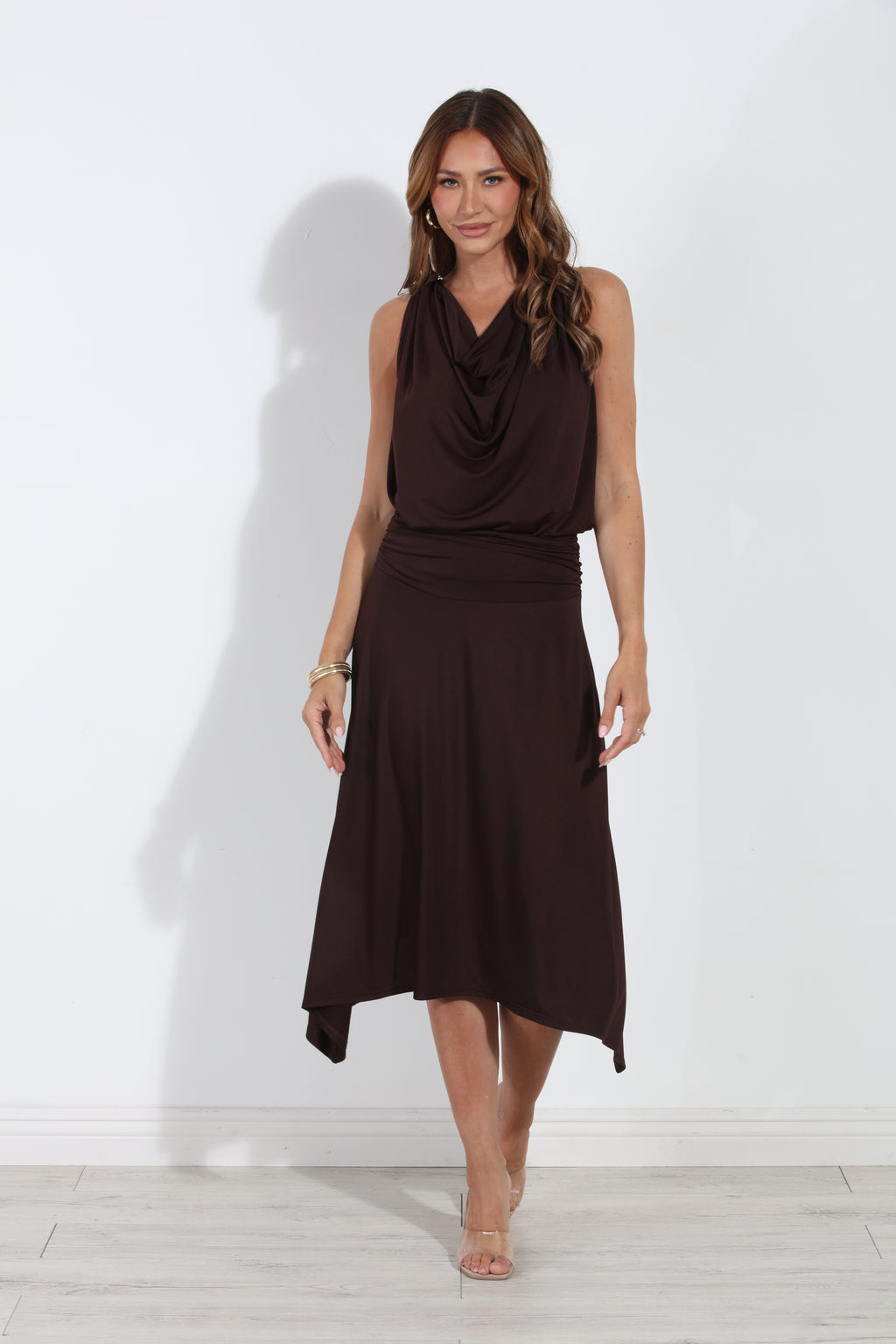 Espresso Bias Cut Midi Skirt
