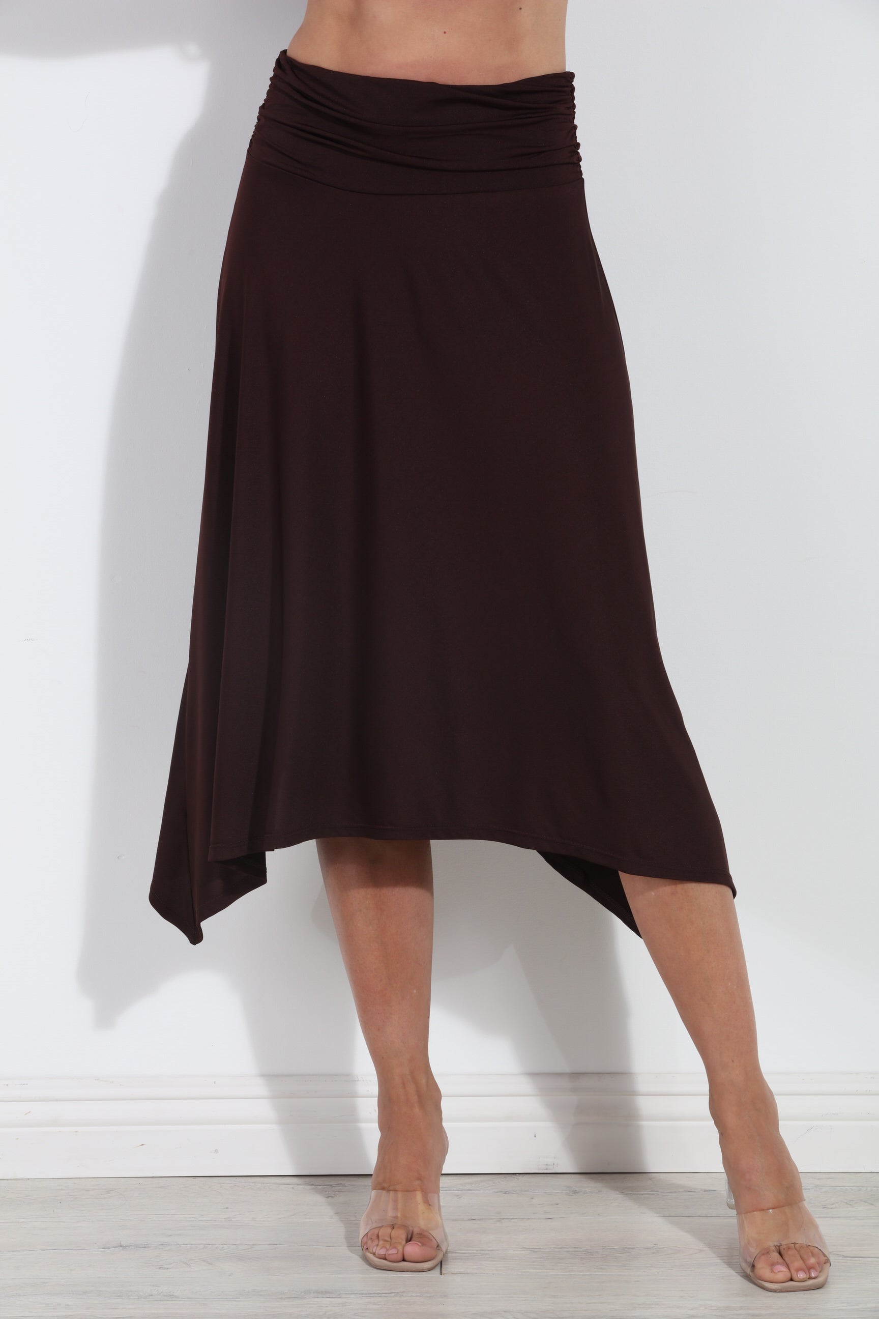 Espresso Bias Cut Midi Skirt