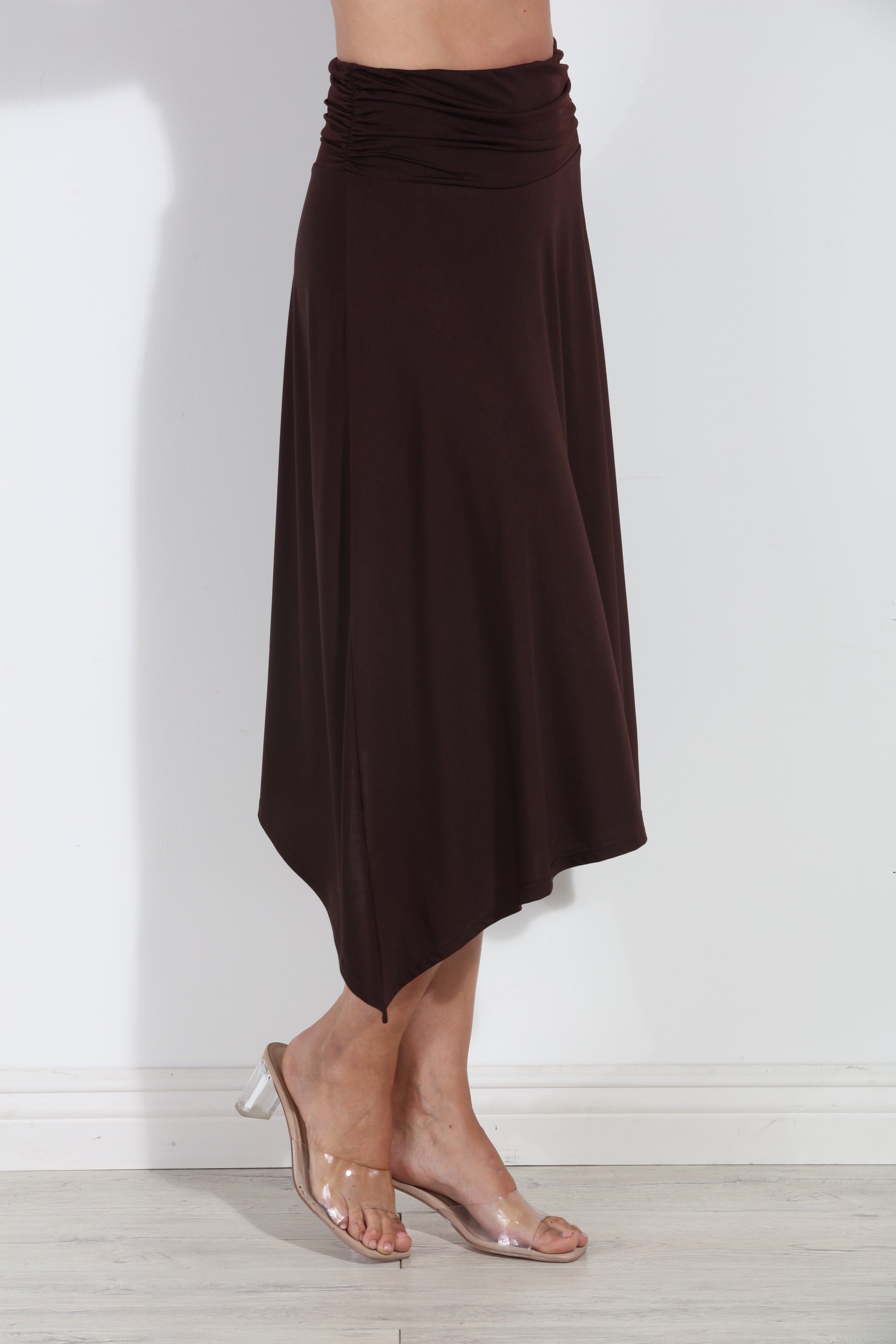 Espresso Bias Cut Midi Skirt